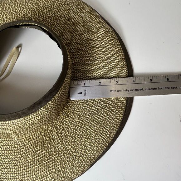 San Diego Hat Company Tan Ultrabraid Large Brim Visor with Brown Ribbon Trim - Picture 11 of 13